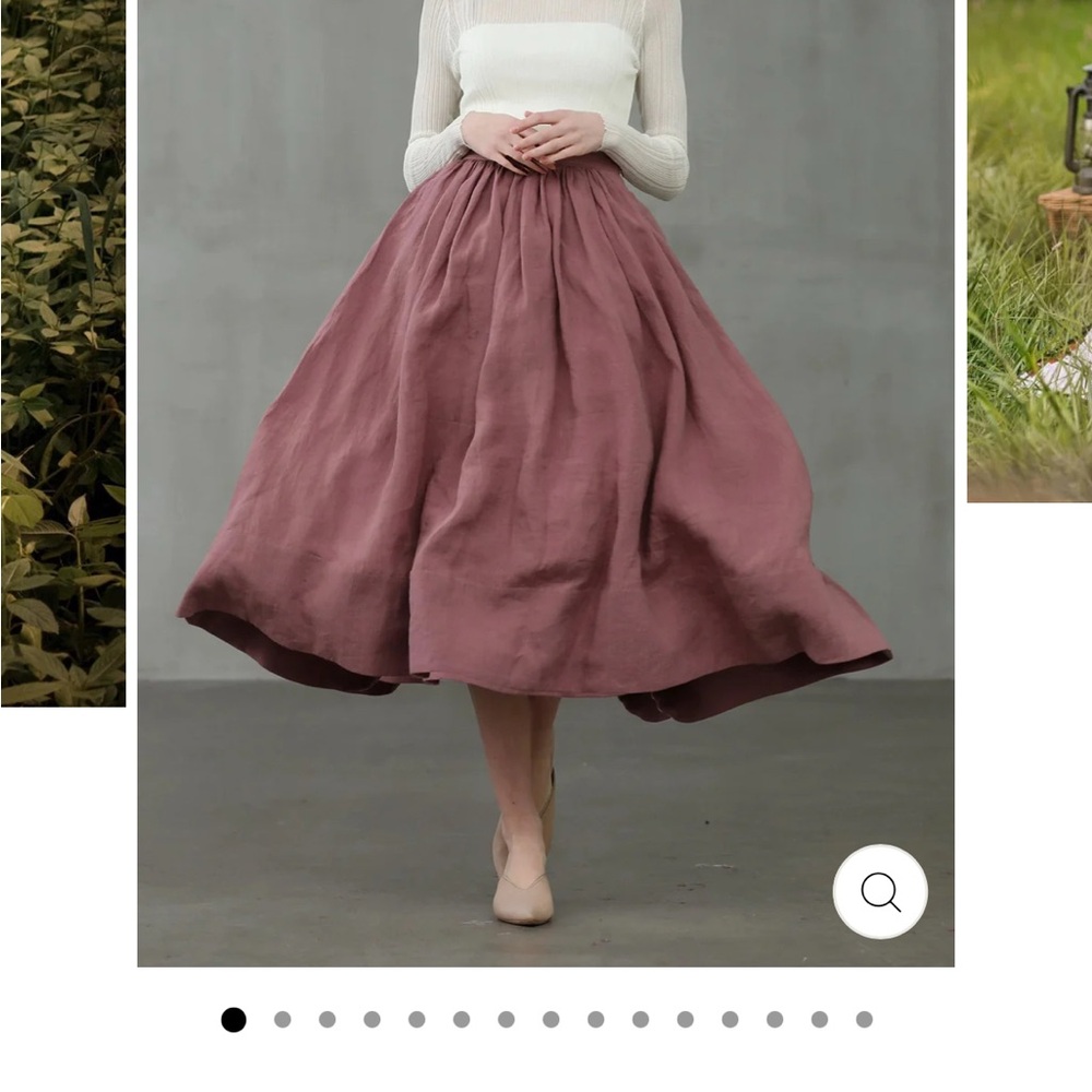 Linen Naive Midi Skirt in Mauve Medium